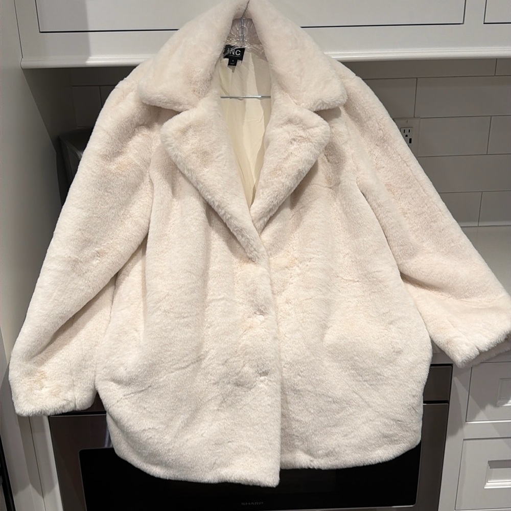 Women’s INC faux fur coat, size M, worn 1x, perfect condition